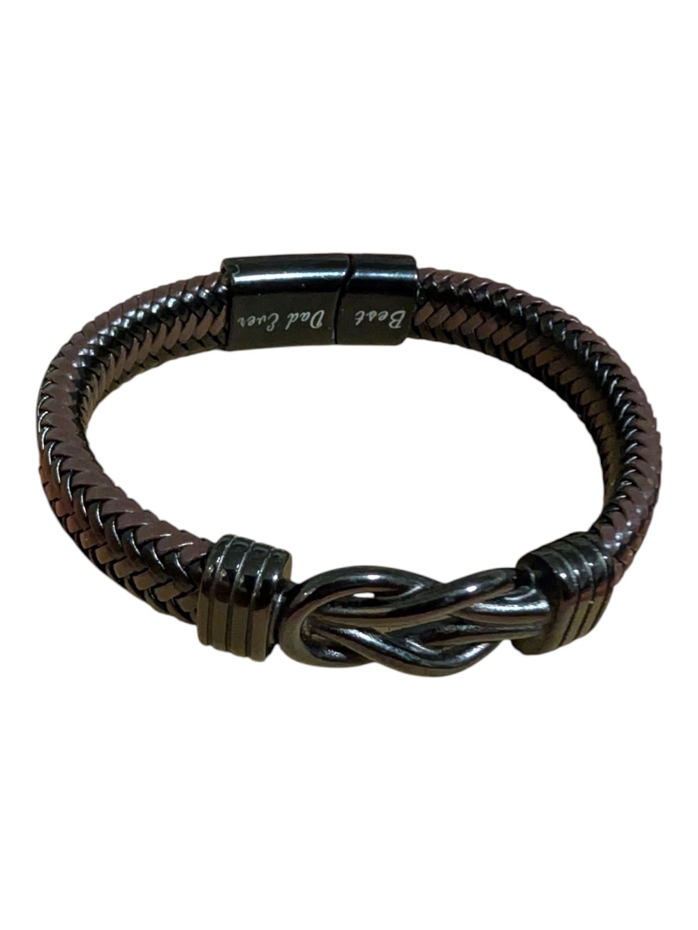 Men's Best Dad Ever Braided Knot Leather Bracelet